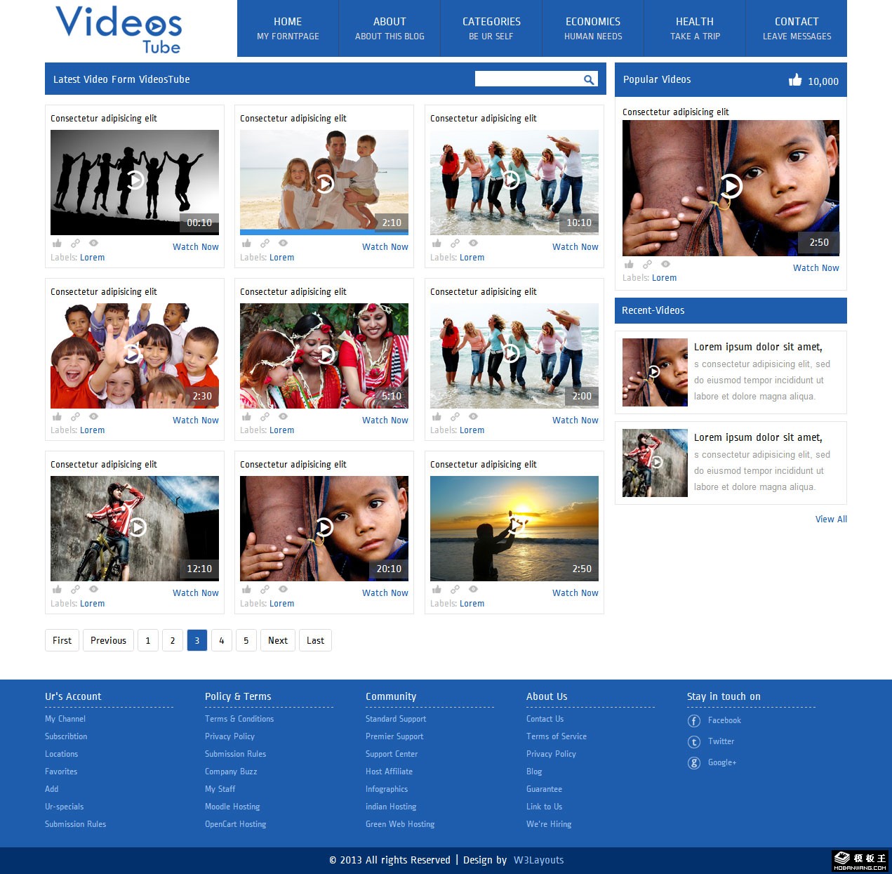 蓝 色 视 频 门 户 网 站 模 板 预 览 介 绍 