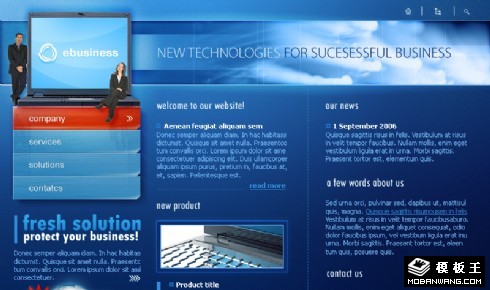 蓝色商务解决方案网页模板