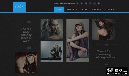 黑色时尚模特响应式网页模板