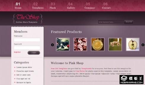 紫粉网店产品信息网页模板