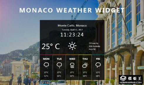 摩纳哥天气预报组件响应式网页模板