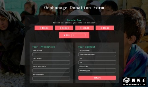 慈善捐款表单响应式网页模板