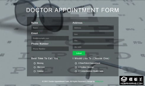 医生预约服务表单响应式网页模板