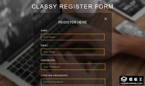 用户登记注册框响应式网页模板
