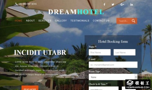 高级酒店设施展示响应式网页模板