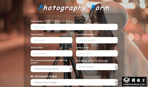 摄影预约表单响应式网页模板