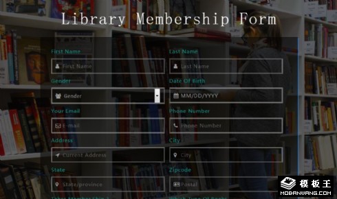图书馆会员登记表单响应式网页模板