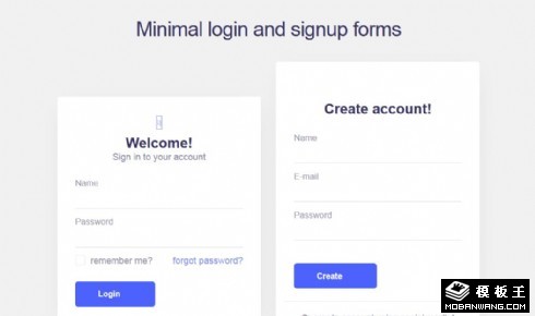 创建账户登录表单响应式网页模板