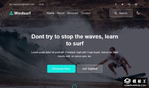帆船冲浪运动展示响应式网页模板