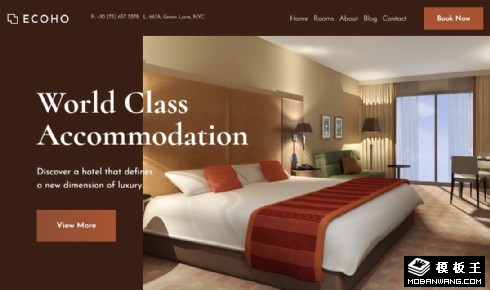 现代度假酒店功能展示自适应网页模板