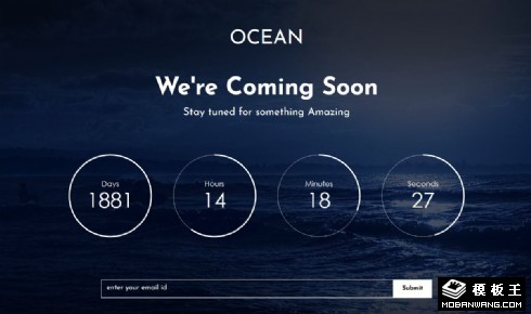 深蓝海洋倒计时响应式网页模板