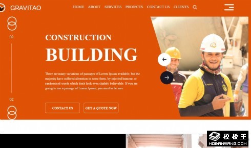 橙色建筑框架施工响应式网页模板