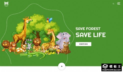 绿色卡通动物园响应式网页模板