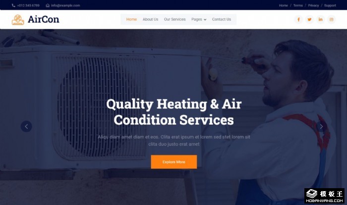 空调维修售后服务网页模板