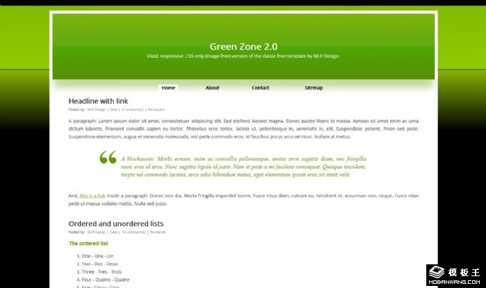 绿色区块简单信息网页模板