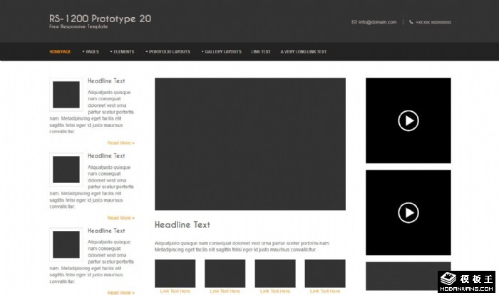 黑白信息动态网站模板系列20
