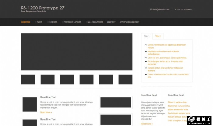 黑白信息动态网站模板系列27