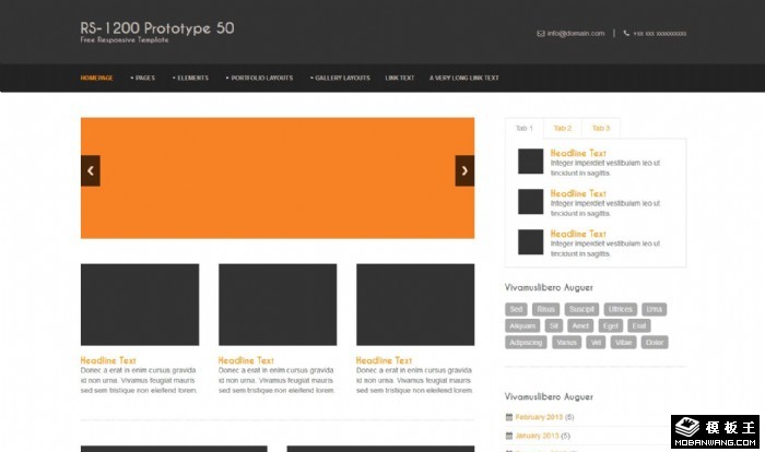 黑白信息动态网站模板系列50