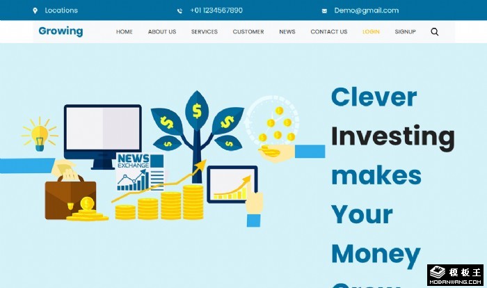 金融投资理财服务网页模板