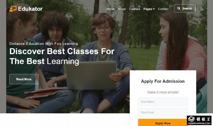 在线教育课程动态网站模板