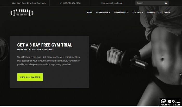 黑白力量肌肉健身网页模板