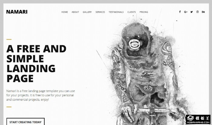 黑白艺术创意产品网页模板